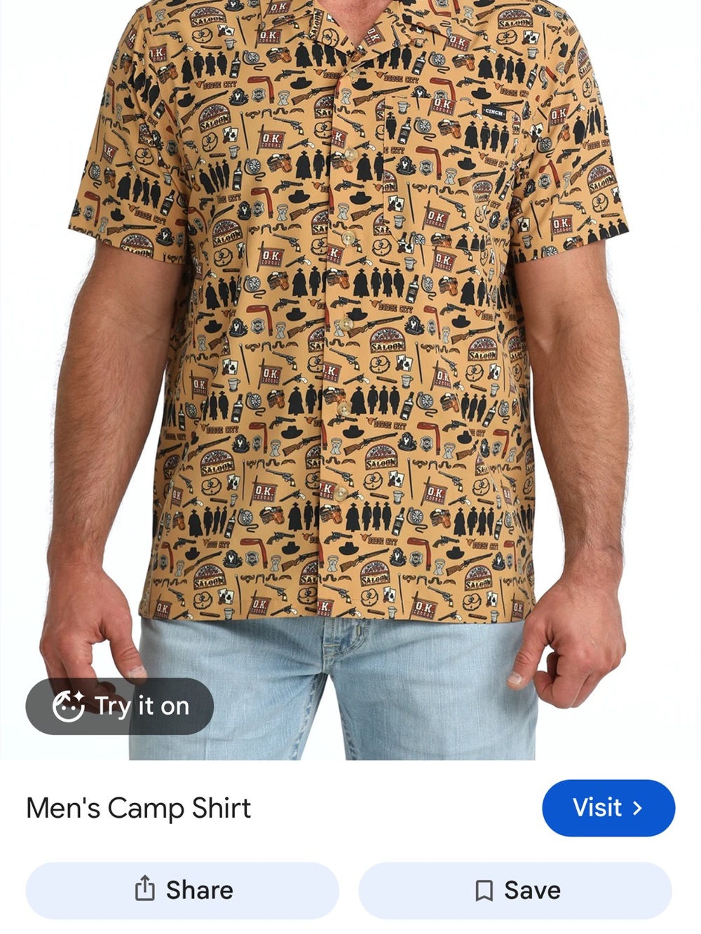 Cinch Men's O.K. Corral Print Camp Shirt